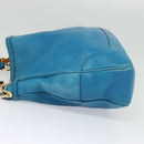 GUCCI Bamboo Hand Bag Leather 2way Blue Gold 282315 Auth 135658-3