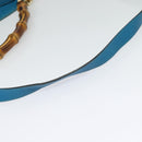 GUCCI Bamboo Hand Bag Leather 2way Blue Gold 282315 Auth 135658-9