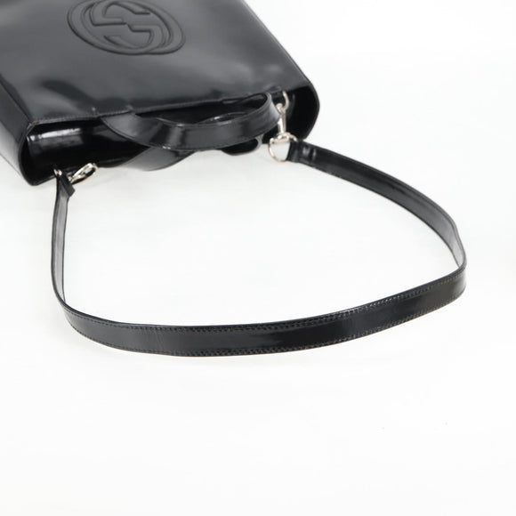 GUCCI Hand Bag Leather 2way Black Silver 000 1013 0504 Auth 135659