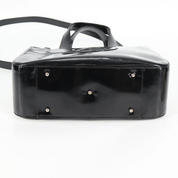 GUCCI Hand Bag Leather 2way Black Silver 000 1013 0504 Auth 135659