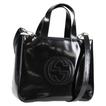 GUCCI Hand Bag Leather 2way Black Silver 000 1013 0504 Auth 135659