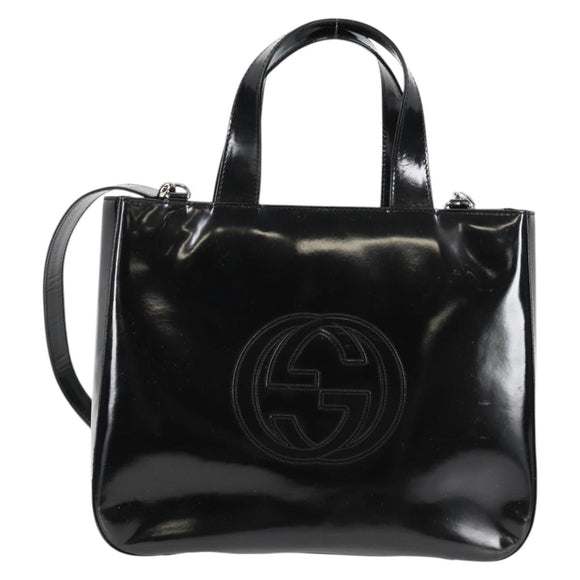 GUCCI Hand Bag Leather 2way Black Silver 000 1013 0504 Auth 135659