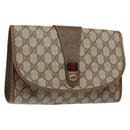 GUCCI GG Canvas Web Sherry Line Clutch Bag Beige Red 89 01 030 Auth 135660-1