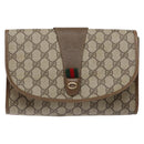 GUCCI GG Canvas Web Sherry Line Clutch Bag Beige Red 89 01 030 Auth 135660-13