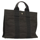 HERMES Her Line Hand Bag Canvas Gray Auth 135663-1