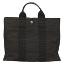 HERMES Her Line Hand Bag Canvas Gray Auth 135663-2