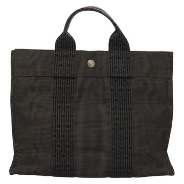 HERMES Her Line Hand Bag Canvas Gray Auth 135663 - 0