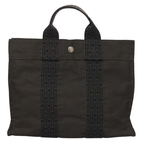 HERMES Her Line Hand Bag Canvas Gray Auth 135663