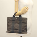 HERMES Her Line Hand Bag Canvas Gray Auth 135663-21