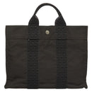 HERMES Her Line Hand Bag Canvas Gray Auth 135663-3