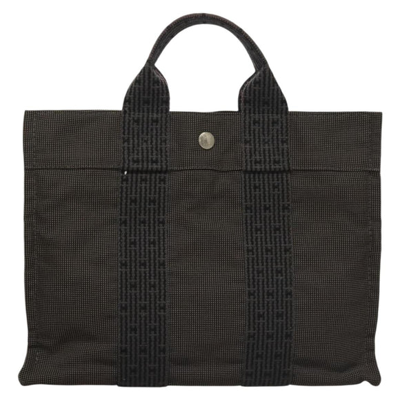 HERMES Her Line Hand Bag Canvas Gray Auth 135663