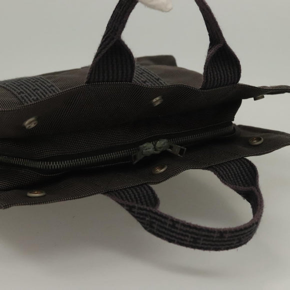 HERMES Her Line Hand Bag Canvas Gray Auth 135663