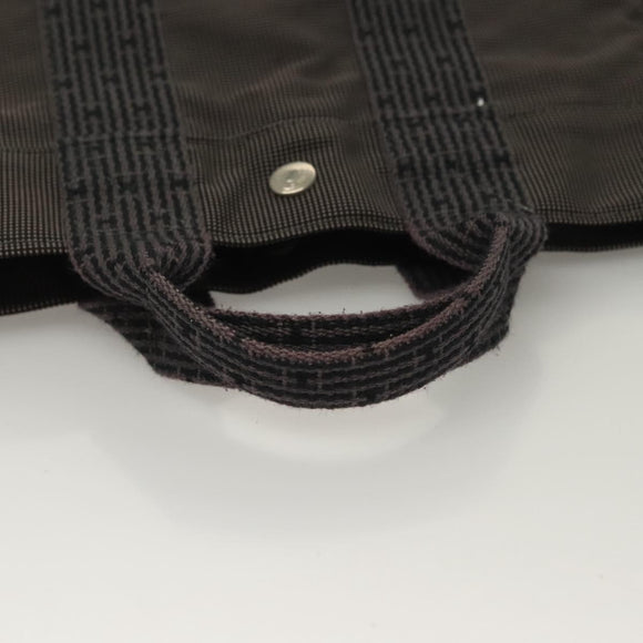 HERMES Her Line Hand Bag Canvas Gray Auth 135663