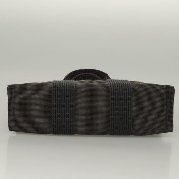 HERMES Her Line Hand Bag Canvas Gray Auth 135663