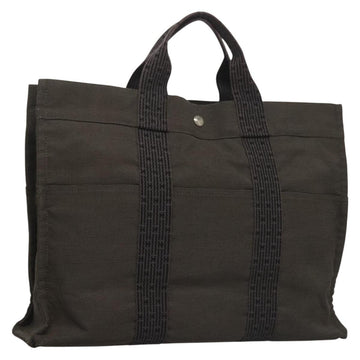 HERMES Her Line MM Hand Bag Canvas Gray Auth 135664