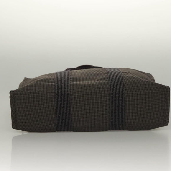 HERMES Her Line MM Hand Bag Canvas Gray Auth 135664