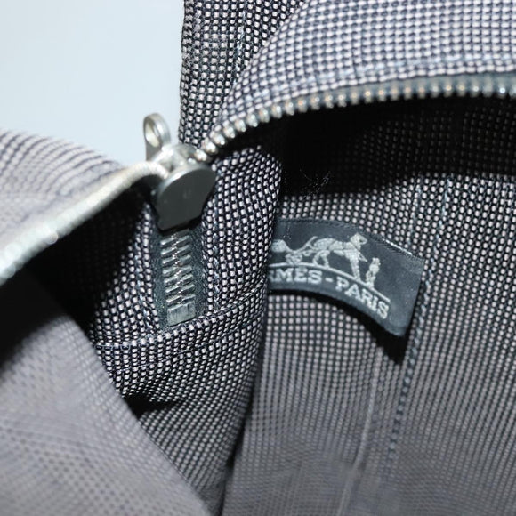 HERMES Her Line MM Hand Bag Canvas Gray Auth 135664