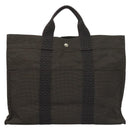 HERMES Her Line MM Hand Bag Canvas Gray Auth 135664-13