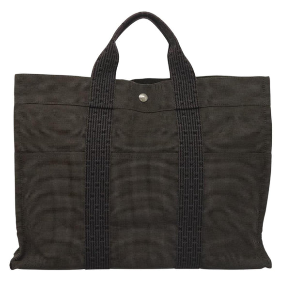 HERMES Her Line MM Hand Bag Canvas Gray Auth 135664