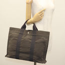 HERMES Her Line MM Hand Bag Canvas Gray Auth 135664-21