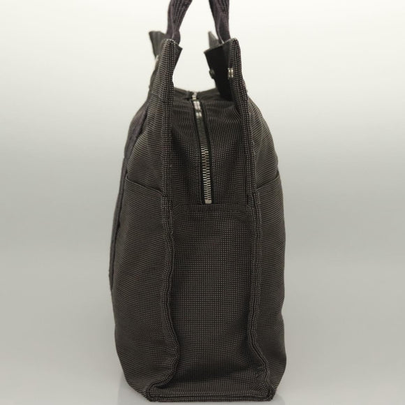 HERMES Her Line MM Hand Bag Canvas Gray Auth 135664