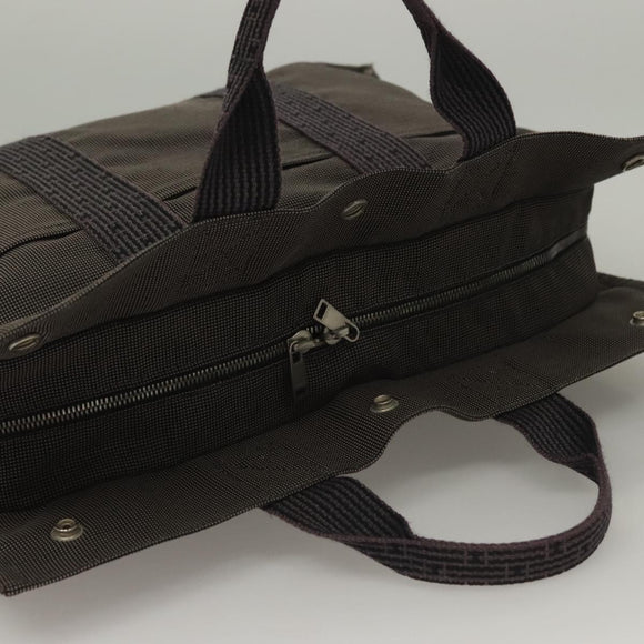 HERMES Her Line MM Hand Bag Canvas Gray Auth 135664