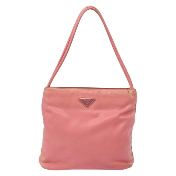 PRADA Tote Bag Nylon Pink Gold Auth 135667
