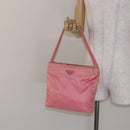 PRADA Tote Bag Nylon Pink Gold Auth 135667-24