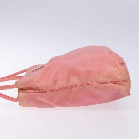 PRADA Tote Bag Nylon Pink Gold Auth 135667