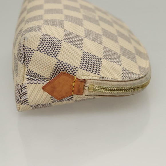 LOUIS VUITTON Damier Azur Pochette Cosmetic PM Pouch N60024 LV Auth 135678