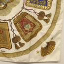 HERMES Carre 90 Scarf ""POSTE ET CAVAIENE"" Silk White Auth 135697-10