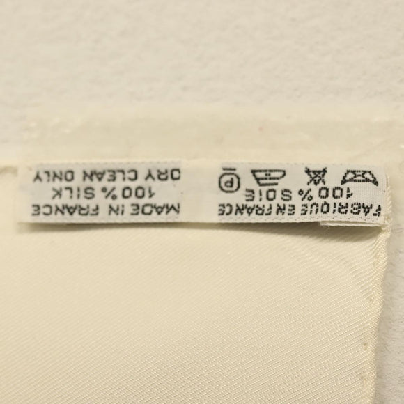 HERMES Carre 90 Scarf ""POSTE ET CAVAIENE"" Silk White Auth 135697