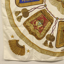 HERMES Carre 90 Scarf ""POSTE ET CAVAIENE"" Silk White Auth 135697-8