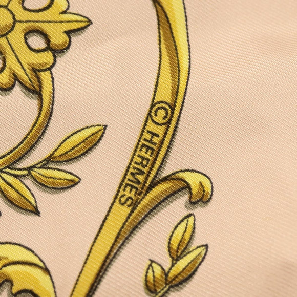 HERMES Carre 90 Scarf ""LA PROMENADE DE LONGCHAMPS"" Silk Pink Auth 135698