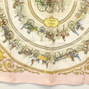 HERMES Carre 90 Scarf ""LA PROMENADE DE LONGCHAMPS"" Silk Pink Auth 135698-9