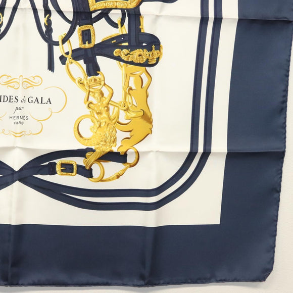 HERMES Carre 90 Scarf ""BRIDES de GALA"" Silk Navy Auth 135699