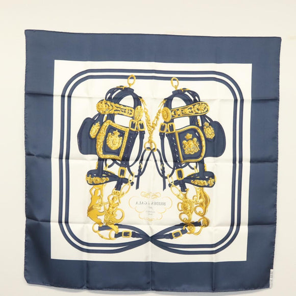 HERMES Carre 90 Scarf ""BRIDES de GALA"" Silk Navy Auth 135699