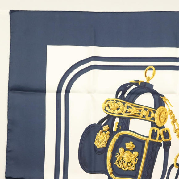 HERMES Carre 90 Scarf ""BRIDES de GALA"" Silk Navy Auth 135699