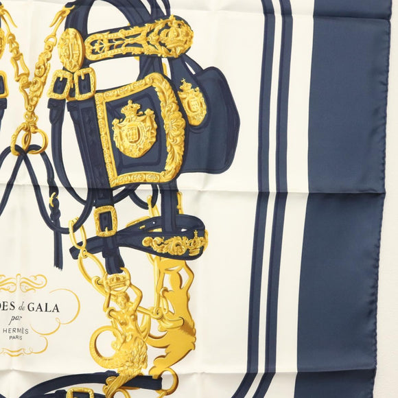 HERMES Carre 90 Scarf ""BRIDES de GALA"" Silk Navy Auth 135699