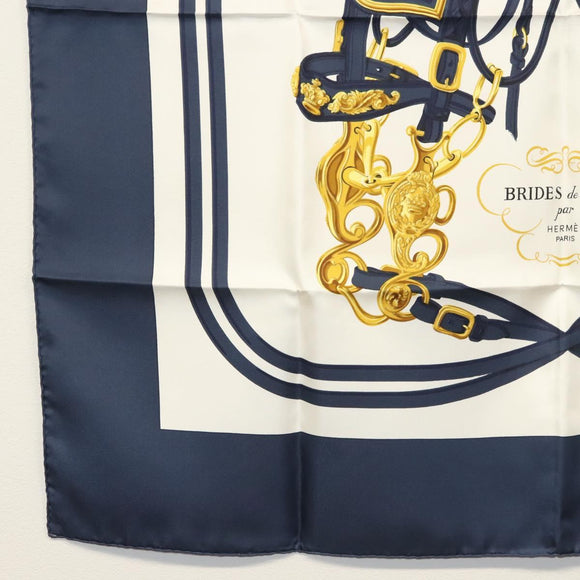 HERMES Carre 90 Scarf ""BRIDES de GALA"" Silk Navy Auth 135699
