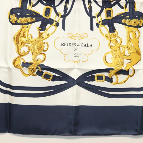 HERMES Carre 90 Scarf ""BRIDES de GALA"" Silk Navy Auth 135699