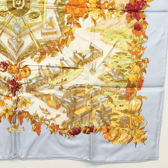 HERMES Carre 90 Scarf ""AU PAYS DE COCAGNE"" Silk Light Blue Auth 135700