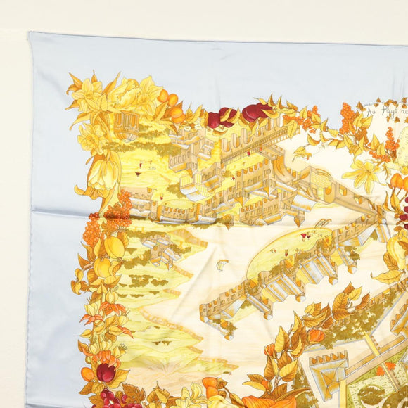 HERMES Carre 90 Scarf ""AU PAYS DE COCAGNE"" Silk Light Blue Auth 135700
