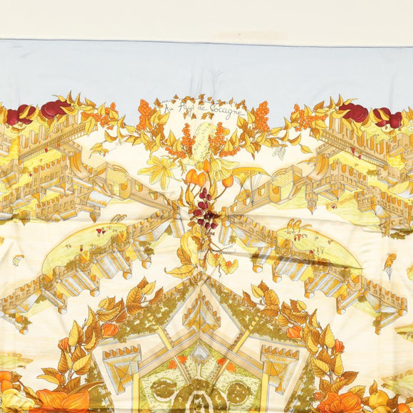 HERMES Carre 90 Scarf ""AU PAYS DE COCAGNE"" Silk Light Blue Auth 135700
