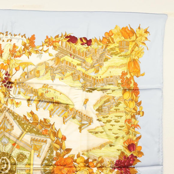 HERMES Carre 90 Scarf ""AU PAYS DE COCAGNE"" Silk Light Blue Auth 135700