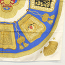 HERMES Carre 90 Scarf ""POSTE ET CAVAIENE"" Silk Blue Auth 135701-10