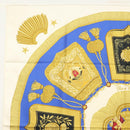 HERMES Carre 90 Scarf ""POSTE ET CAVAIENE"" Silk Blue Auth 135701-2