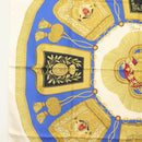 HERMES Carre 90 Scarf ""POSTE ET CAVAIENE"" Silk Blue Auth 135701-5