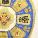 HERMES Carre 90 Scarf ""POSTE ET CAVAIENE"" Silk Blue Auth 135701-7