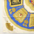 HERMES Carre 90 Scarf ""POSTE ET CAVAIENE"" Silk Blue Auth 135701-8